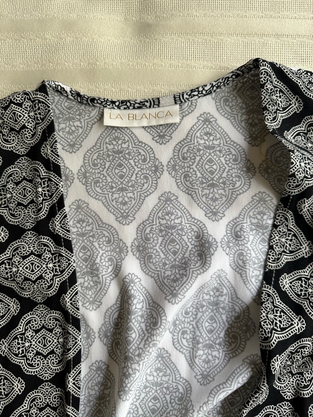 La Blanca Black & White Geo Tie-Front Swim Coverup with Tassels - Picture 11 of 11